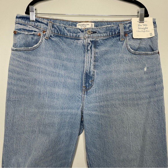 NWT Abercrombie & Fitch The ‘90s Straight Ultra High Rise Jeans Size 33/16 SHORT - Picture 5 of 10